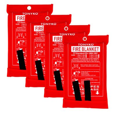 TONYKO Emergency Fire Blankets, Flame Retardant Protection and Heat Insulation Designed for Kitchen,Fireplace,Grill,Car,Camping(White4PACK)