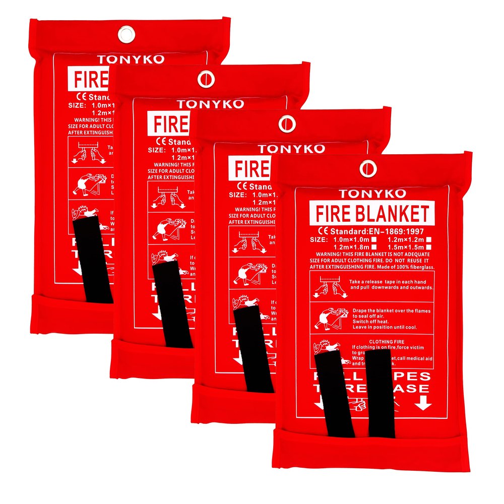 TONYKO Emergency Fire Blankets, Flame Retardant Protection and Heat Insulation Designed for Kitchen,Fireplace,Grill,Car,Camping(White4PACK)