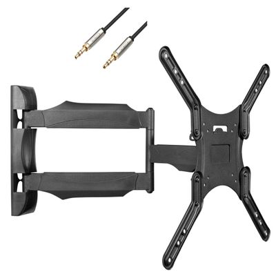 Kanto Full Motion Wall Mount for 26 to 55" Televisions and Up to 80 Pounds Plus 6ft Kubicle Aux Cable Bundle