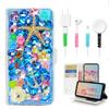 STENES Bling Wallet Case Compatible with iPod Touch 7th Gen (2019) - Stylish - 3D Handmade Starfish Mermaid Anchor Flower Leather Cover with Cable Protector [4 Pack] - Navy Blue view 1