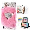 STENES Bling Wallet Case Compatible with iPod Touch 7th Gen (2019) - Stylish - 3D Handmade Luxury Fox Flowers Design Leather Case with Wrist Strap & Screen Protector [2 Pack] - Pink view 1