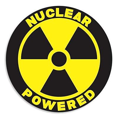 (2 Pcs) Nuclear Powered Funny Vinyl Decal Bumper Sticker Radiactive Sign For Car Truck SUV Motorcycle Body Panels EV Vehicles Bikes Scooters