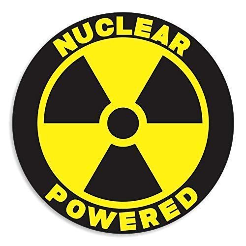 (2 Pcs) Nuclear Powered Funny Vinyl Decal Bumper Sticker Radiactive Sign For Car Truck SUV Motorcycle Body Panels EV Vehicles Bikes Scooters