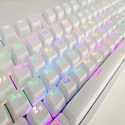 104 Keys Russian Korean Keycap Dye Sublimated Shine Through ANSI OEM Profile Backlit Keyset for Cherry MX Mechanical Keyboard (Keycaps only, Not Include Keyboards)