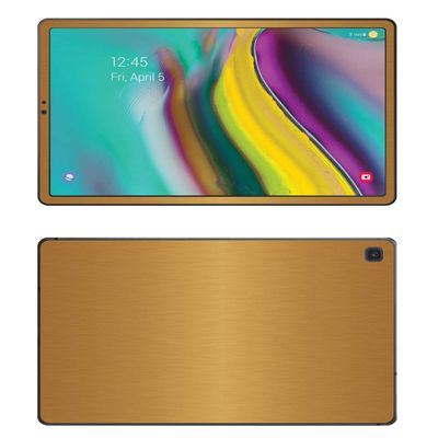 Decalrus - Protective Decal for Samsung Galaxy Tab S5E (10.5" Screen) Tablet Gold Texture Brushed Aluminum Skin Skins Decal for case Cover wrap BAsamsungGalTabS5E_10Gold