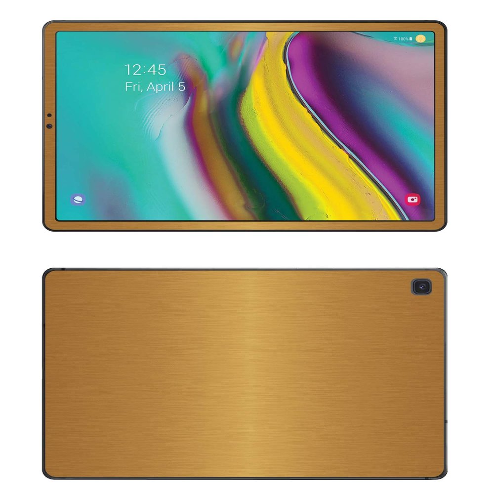Decalrus - Protective Decal for Samsung Galaxy Tab S5E (10.5" Screen) Tablet Gold Texture Brushed Aluminum Skin Skins Decal for case Cover wrap BAsamsungGalTabS5E_10Gold