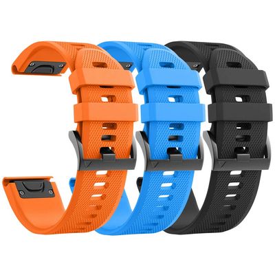 ANCOOL for Fenix 5/6/7 Band 22mm Soft Silicone Watch Bands Compatible With Garmin Fenix 5 Plus/6 Pro/8 47mm/7 Pro/Approach S60/S62 Band(Black,Orange,Blue)