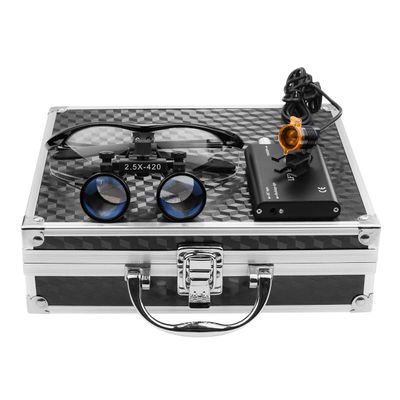 Aries Outlets 2.5X Loupe Magnifying Glass w/Plastic Eyeglass Frame with 3W Lamp +Aluminum Box Black