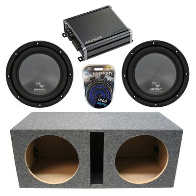 Harmony Audio Bundle Audio HA-R104 10" 500W Subwoofers (2) Bundle with Vented Sub Box & CXA800.1 Amp