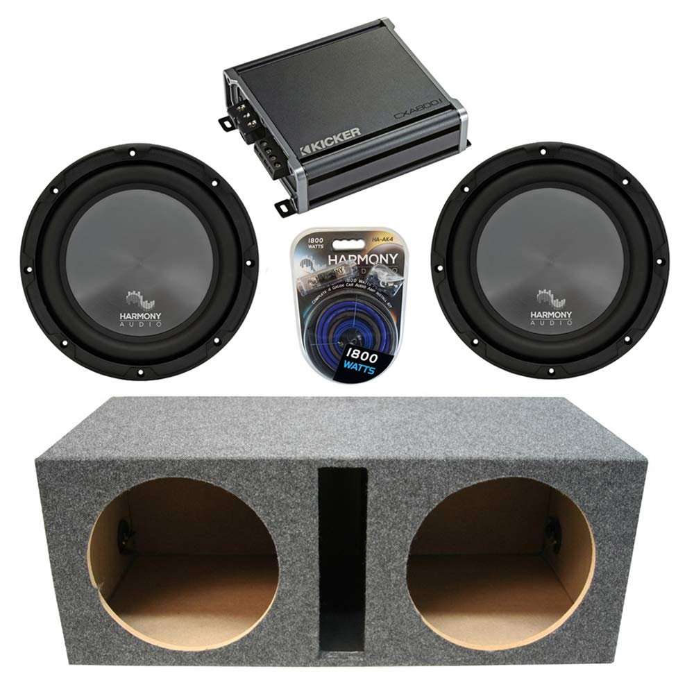 Harmony Audio Bundle Audio HA-R104 10" 500W Subwoofers (2) Bundle with Vented Sub Box & CXA800.1 Amp