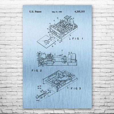 Floppy Disk Drive Poster Print, Computer Science Art, Programmer Gift, Disk Drive Art Print, Computer Lab Art Blue Steel (8 inch x 10 inch)