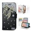STENES Bling Wallet Case Compatible with iPod Touch 7th Gen (2019) - Stylish - 3D Handmade Bowknot Design Leather Case with Wrist Strap & Screen Protector [2 Pack] - Black view 1