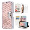 STENES Bling Wallet Case Compatible with iPod Touch 7th Gen (2019) - Stylish - 3D Handmade Lattice Bowknot Leather Case with Wrist Strap & Screen Protector [2 Pack] - Champagne view 1