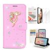 STENES Bling Wallet Case Compatible with iPod Touch 7th Gen (2019) - Stylish - 3D Handmade Luxury Flowers Design Leather Case with Wrist Strap & Screen Protector [2 Pack] - Pink view 1