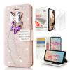 STENES Bling Wallet Case Compatible with iPod Touch 7th Gen (2019) - Stylish - 3D Handmade Dance Butterfly Design Leather Case with Wrist Strap & Screen Protector [2 Pack] - Pink view 1