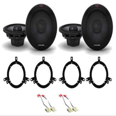 Alpine Pair R-S65.2 300 Watt 6.5" Car Audio Coaxial 2-Way Speakers Bundle with METRA 72-4500 Harness Connector & Metra 82-6600 5.25"& 6.5" Mounting Plate Compatible with 1996-1998 Jeep Grand Cherokee