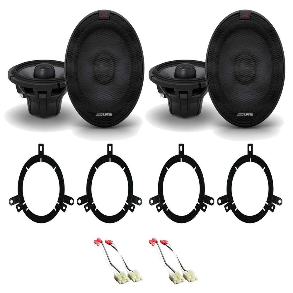 Alpine Pair R-S65.2 300 Watt 6.5" Car Audio Coaxial 2-Way Speakers Bundle with METRA 72-4500 Harness Connector & Metra 82-6600 5.25"& 6.5" Mounting Plate Compatible with 1996-1998 Jeep Grand Cherokee