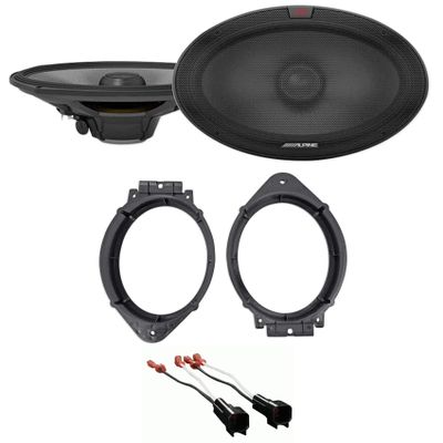 Alpine Pair R-S69.2 300 Watt 6x9 Car Audio Coaxial 2-Way Speakers Bundle with METRA 82-3004 6x9 Speaker Adapter Bracket Plate & Pair R-S69.2 300 Watt 6x9 Car 2-Way Speakers (3 Item)