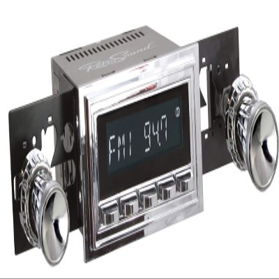 Retro Manufacturing Laguna Radio with Chrome Face, 09-79 Knobs, and Vintage Overlay LAC-M1-108-09-79-SCP