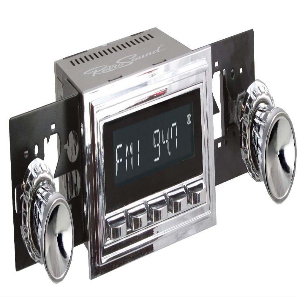 Retro Manufacturing Laguna Radio with Chrome Face, 09-79 Knobs, and Vintage Overlay LAC-M1-108-09-79-SCP
