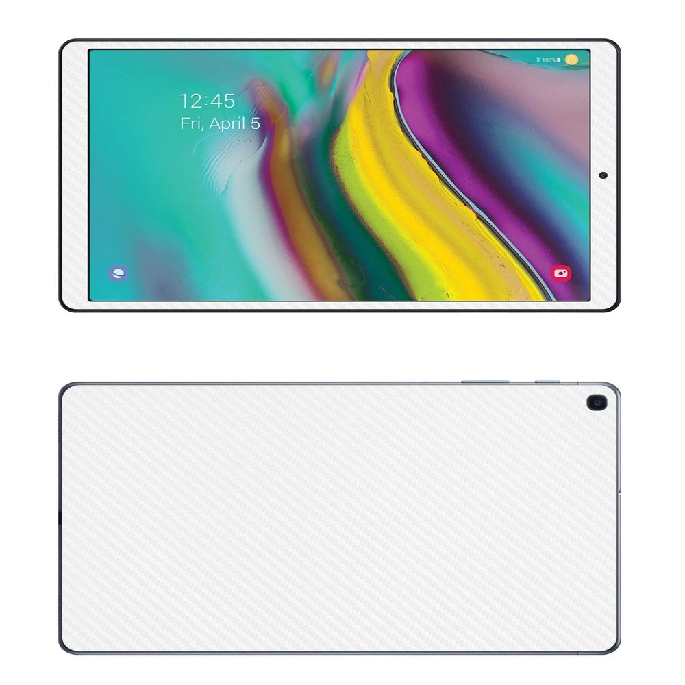 Decalrus - Protective Decal for 2019 Samsung Galaxy Tab A (10.1" Screen) Tablet White Carbon Fiber Skin Skins Decal for case Cover wrap CFsamsungGalTabA_10White