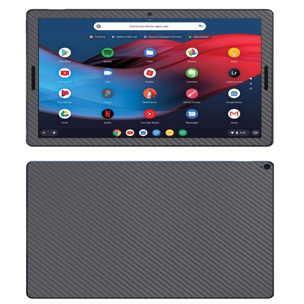 Decalrus - Protective Decal for Google Pixel Slate (12.3" Screen) Tablet Grey Carbon Fiber Skin Skins Decal for case Cover wrap CFgooglePixelSlate_12Grey