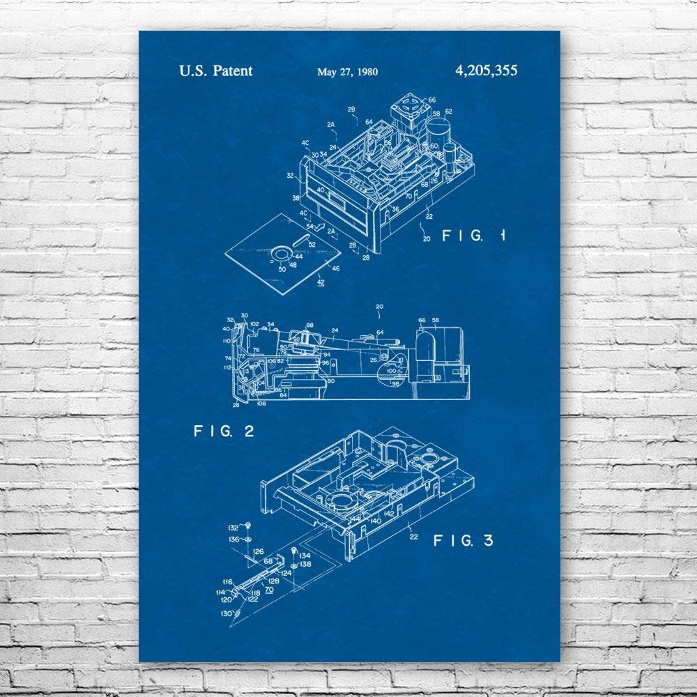 Floppy Disk Drive Poster Print, Computer Science Art, Programmer Gift, Disk Drive Art Print, Computer Lab Art Blueprint (18 inch x 24 inch)