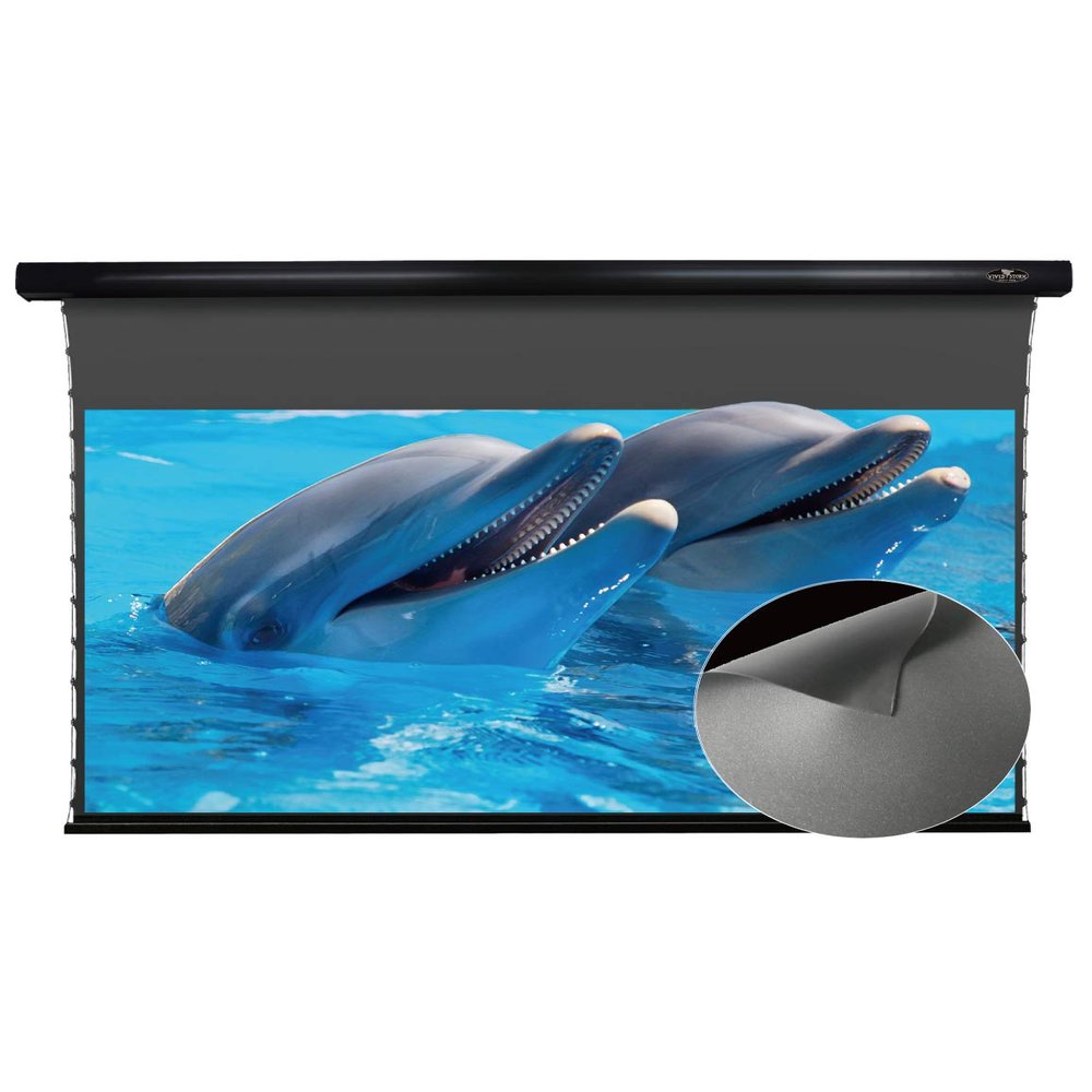 VIVIDSTORM-Office Presentation Tension Screen,Black Housing Obsidian Long Focus ALR Motor Electric Roll Down Tension Screen,Compatible with Lumen up to 2500ANSI Short Throw Projector,VBMSLALR110H