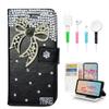 STENES Bling Wallet Case Compatible with iPod Touch 7th Gen (2019) - Stylish - 3D Handmade Bowknot Design Leather Cover with Cable Protector [4 Pack] - Black view 1