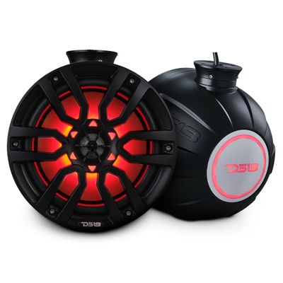 DS18 NXL-PS8BK 2-Way Wakeboard Tower Speakers with Integrated RGB Lights - 375 MAX - Perfect for Jet Skies, Ideal for ATV, UTV, Jeep, Side by Side, Marine,RZR, Matte Black, 8 Inch