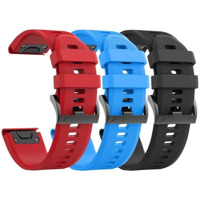 ANCOOL for Fenix 5/6/7 Band 22mm Soft Silicone Watch Bands Compatible With Garmin Fenix 5 Plus/6 Pro/8 47mm/7 Pro/Approach S60/S62 Band(Black,Blue,Red)