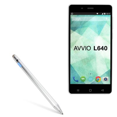 BoxWave Stylus Pen Compatible with Avvio L640 - AccuPoint Active Stylus, Electronic Stylus with Ultra Fine Tip - Metallic Silver