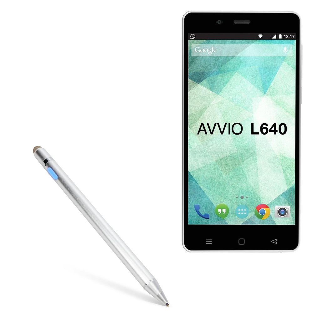 BoxWave Stylus Pen Compatible with Avvio L640 - AccuPoint Active Stylus, Electronic Stylus with Ultra Fine Tip - Metallic Silver