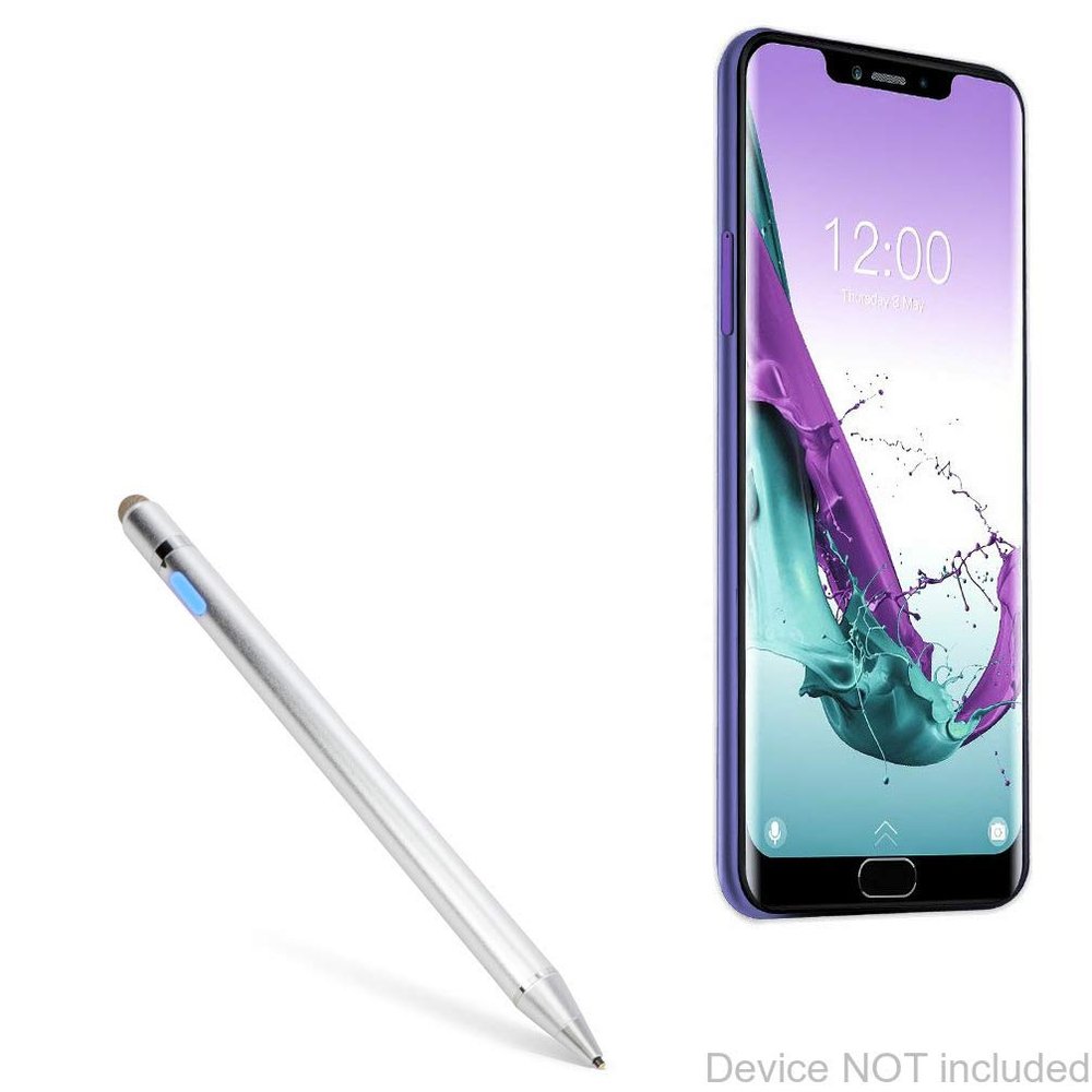BoxWave Stylus Pen Compatible with Doogee Y7 Plus - AccuPoint Active Stylus, Electronic Stylus with Ultra Fine Tip - Metallic Silver