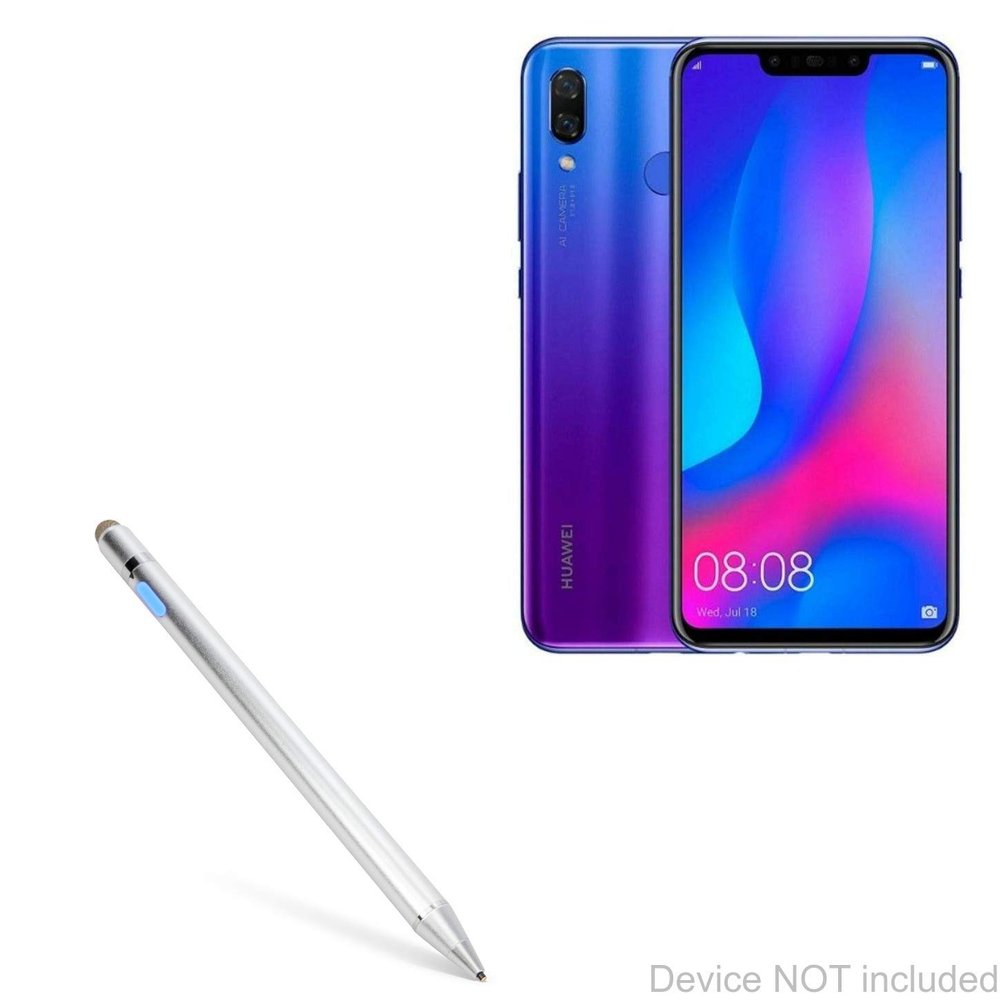 BoxWave Stylus Pen Compatible with Huawei nova 5i - AccuPoint Active Stylus, Electronic Stylus with Ultra Fine Tip - Metallic Silver