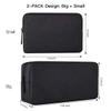 imComor Universal Electronics Accessories Case, 2-Pack Portable Soft Carrying Case Bag Wire Cable Organizer for Hard Drive, Power Adapter, Laptop Mouse, Cosmetics Kit, Small+Big-Black view 2