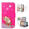 STENES Bling Wallet Case Compatible with iPod Touch 7th Gen (2019) - Stylish - 3D Handmade Heart Cute Elephant Design Leather Case with Wrist Strap & Screen Protector [2 Pack] - Hot Pink view 1