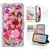 STENES Bling Wallet Case Compatible with iPod Touch 7th Gen (2019) - Stylish - 3D Handmade Flowers Floral Butterfly Leather Case with Wrist Strap & Screen Protector [2 Pack] - Hot Pink view 1