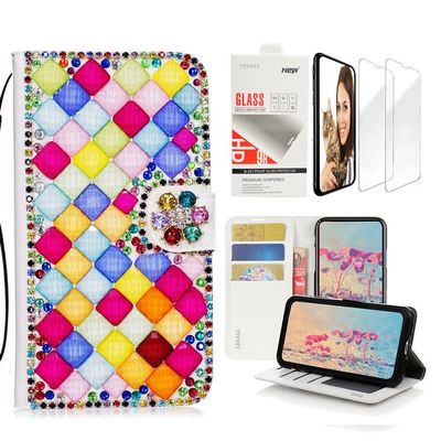 STENES Bling Wallet Case Compatible with iPod Touch 7th Gen (2019) - Stylish - 3D Handmade Lattice Bowknot Leather Case with Wrist Strap & Screen Protector [2 Pack] - Light Multicolor