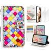 STENES Bling Wallet Case Compatible with iPod Touch 7th Gen (2019) - Stylish - 3D Handmade Lattice Bowknot Leather Case with Wrist Strap & Screen Protector [2 Pack] - Light Multicolor view 1