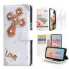 STENES Bling Wallet Case Compatible with iPod Touch 7th Gen (2019) - Stylish - 3D Handmade Cross Design Leather Case with Wrist Strap & Screen Protector [2 Pack] - Gold view 1
