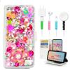 STENES Bling Wallet Case Compatible with iPod Touch 7th Gen (2019) - Stylish - 3D Handmade Luxury Flowers Butterfly Floral Bow Pendant Leather Cover with Cable Protector [4 Pack] - Pink view 1