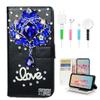 STENES Bling Wallet Case Compatible with iPod Touch 7th Gen (2019) - Stylish - 3D Handmade Luxury Rhinestone Flower Leather Cover with Cable Protector [4 Pack] - Purple view 1