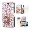 STENES Bling Wallet Case Compatible with iPod Touch 7th Gen (2019) - Stylish - 3D Handmade Sunshine Flower Butterfly Leather Case with Wrist Strap & Screen Protector [2 Pack] - Purple view 1