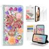 STENES Bling Wallet Case Compatible with iPod Touch 7th Gen (2019) - Stylish - 3D Handmade Rose Butterfly Flowers Design Leather Case with Wrist Strap & Screen Protector [2 Pack] - Pink view 1