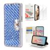 STENES Bling Wallet Case Compatible with iPod Touch 7th Gen (2019) - Stylish - 3D Handmade Lattice Bowknot Design Leather Case with Wrist Strap & Screen Protector [2 Pack] - Blue view 1