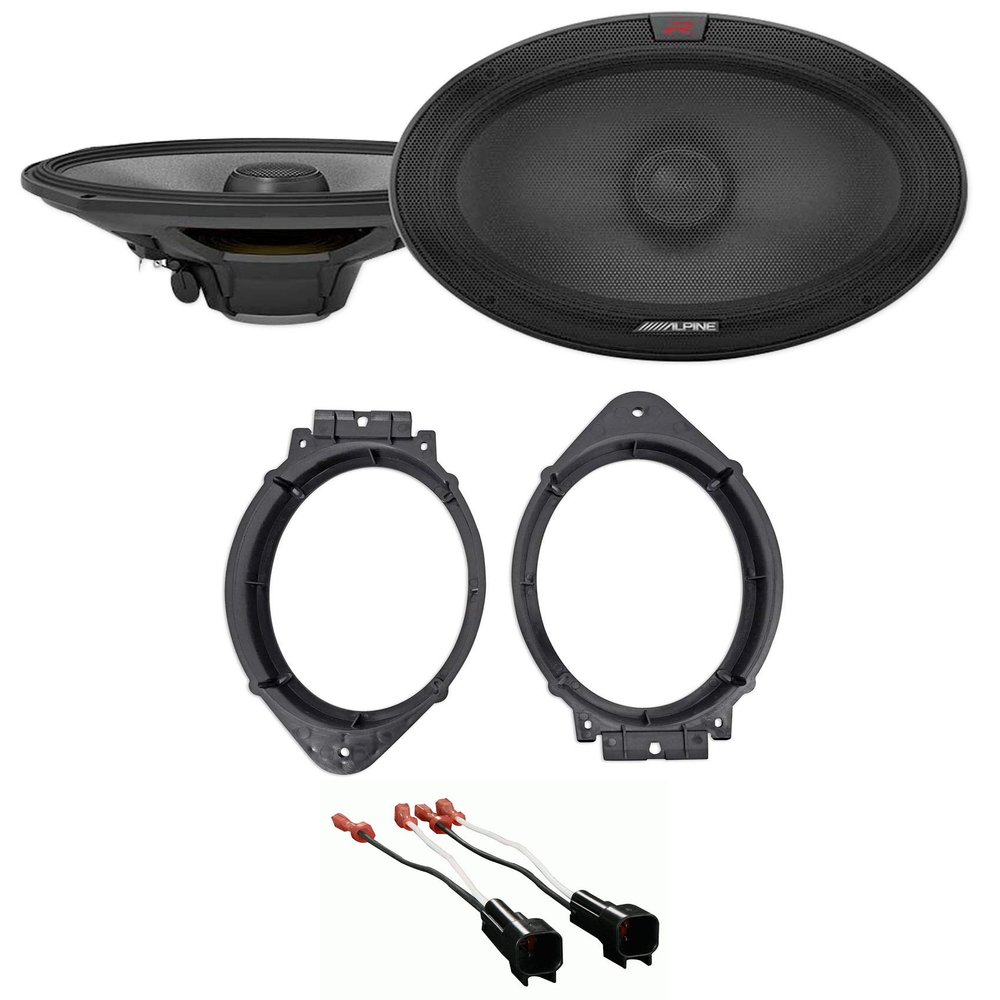 Alpine Pair R-S69.2 300 Watt 6x9 Car 2-Way Speakers Bundle with METRA 72-5600 Speaker Wire Harness Connector & METRA 82-3004 6x9 Speaker Adapter Compatible with 2014-Up Chevy/GM Vehicles (3 Item)