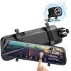 10 Inch Mirror Dash Cam for Cars Full Touch Screen, Backup Camera Stream Media, 1296 170 Front and 1080P 150 Wide Angle Full HD Rear View Camera, (Free 32GB SD Card) view 1