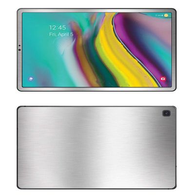 Decalrus - Protective Decal for Samsung Galaxy Tab S5E (10.5" Screen) Tablet Silver Texture Brushed Aluminum Skin Skins Decal for case Cover wrap BAsamsungGalTabS5E_10Silver
