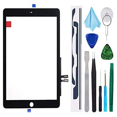 T Phael Black Touch Screen Digitizer Repair Kit for iPad 9.7" 2018 iPad 6 6th Gen A1893 A1954 Front Glass Replacement (Without Home Button,not Include LCD) +Pre-Installed Adhesive + Tools